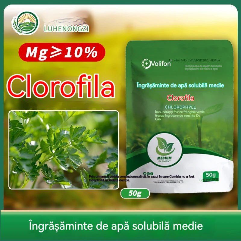🔥【5 pungi】🌿🌿Îngrășământ solubil în apă cu clorofilă, îngrășământ foliar pentru flori, pomi fructiferi și legume, promovează creșterea rădăcinilor, creșterea răsadurilor și crește randamentul. Îngrășământ agricol solubil în apă. x