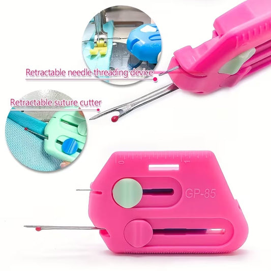 🔥【Kupte 1 a dostanete 1 zdarma】Magnetické pravítko na prošívání 3 v 1 s otvírákem švů a navlékačem nitě | Silná magnetická kontrola okrajů, značky na pravítku (lze použít na domácích i průmyslových šicích strojích)