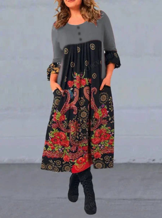 【S-5XL】👗2025 νέο ρετρό μακρυμάνικο casual φόρεμα φθινοπώρου και χειμώνα