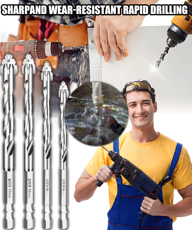 【6+8+10+12 mm】 Nov ekscentrični sveder iz volframovega jekla, primeren za suho vrtanje ploščic, betona, marmorja in stekla.