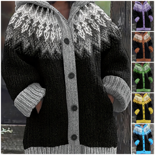 【S~5XL】✨Elegantná retro potlačená farebná bunda s kapucňou