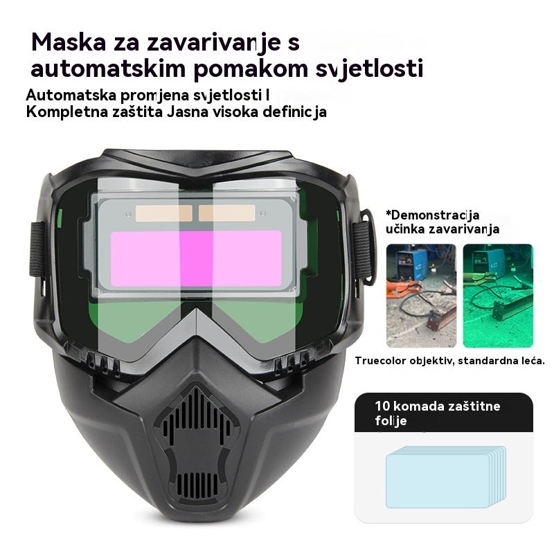 🔥Potpuno automatska maska za zavarivanje s promjenjivom svjetlošću i zaštitnom maskom za zavarivače