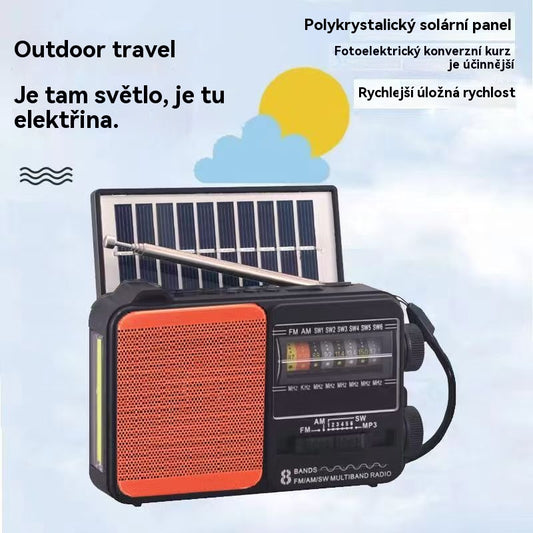 💥🏕️Multifunkčné prenosné rádio s núdzovým svietidlom, AM rádiom, pevným diskom Bluetooth a viaczónovým audiosystémom.