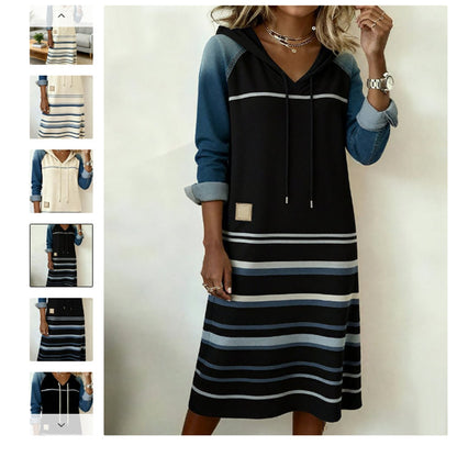 🔥【S-3XL】2025 Žhavé nové džínové barevné blokové mikiny s kapucí