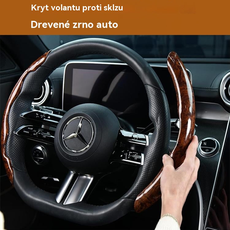【1 sada 3 kusov】Protišmykový poťah na volant auta s drevenou textúrou