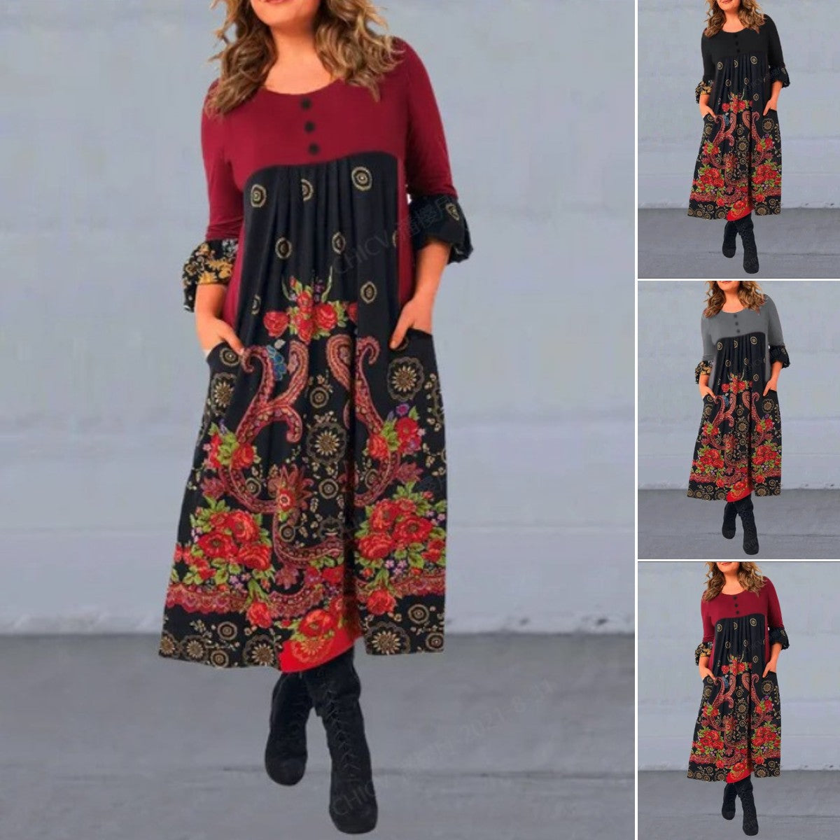 【S-5XL】👗2025 νέο ρετρό μακρυμάνικο casual φόρεμα φθινοπώρου και χειμώνα