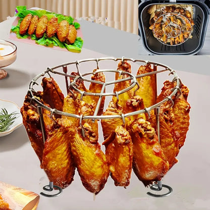 🍢🍖🍗Gratar din otel inoxidabil 304 cu 24 de frigarui pentru cuptorul cu aer friteu