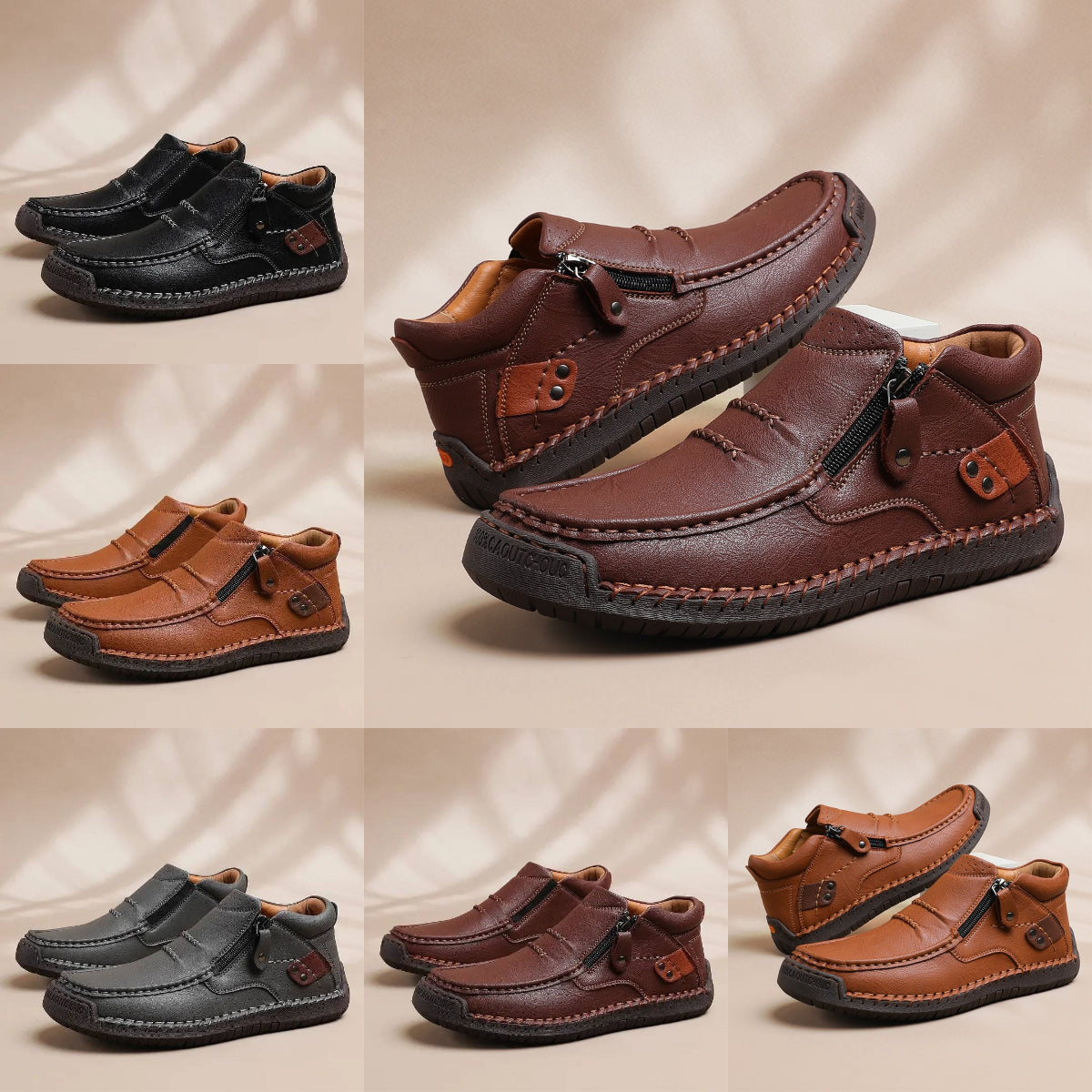 Pánske prémiové kožené ručne vyrobené protišmykové šoférske topánky - široká špička, podpora klenby