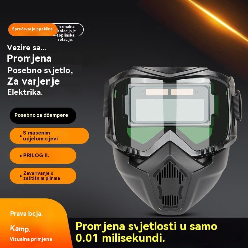 🔥Potpuno automatska maska za zavarivanje s promjenjivom svjetlošću i zaštitnom maskom za zavarivače