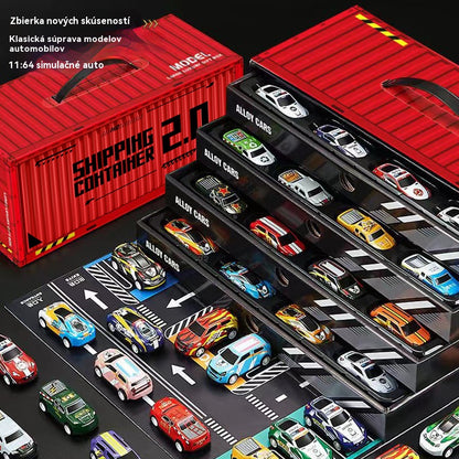 🎅¡Oferta de Navidad! - 50% de descuento🎁 48 mini coches con parte trasera retráctil y garaje integrado