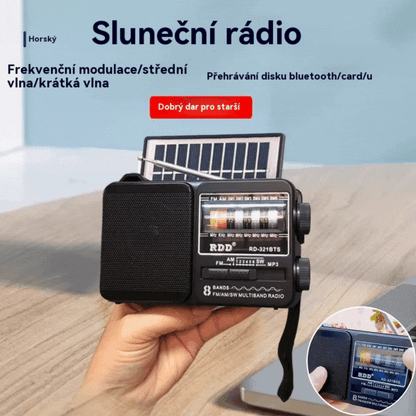 💥🏕️Multifunkčné prenosné rádio s núdzovým svietidlom, AM rádiom, pevným diskom Bluetooth a viaczónovým audiosystémom.