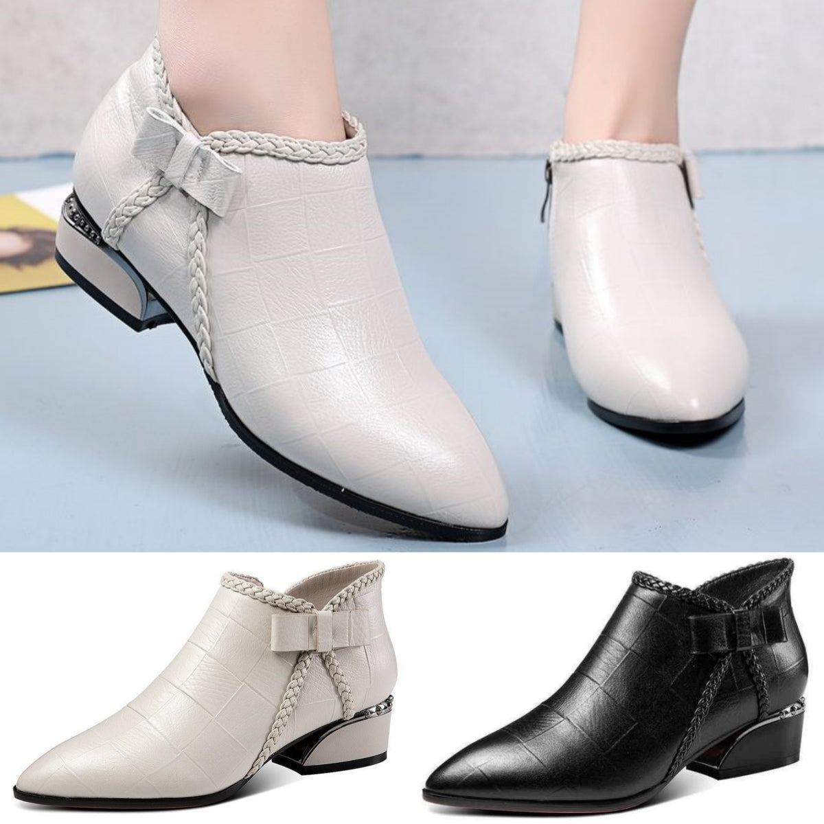 👢 【35-42】Jesen 2025 Modni novi usnjeni kratki škornji z zadrgo