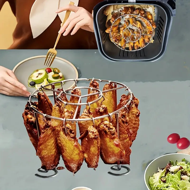 🍢🍖🍗Gratar din otel inoxidabil 304 cu 24 de frigarui pentru cuptorul cu aer friteu