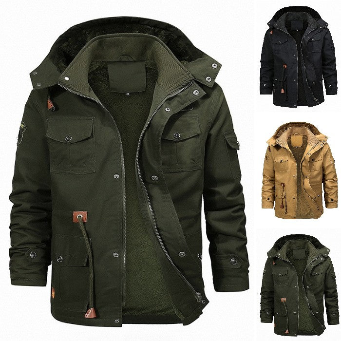 👨‍🎨【M-5XL】Pánska zosilnená zamatová bunda s kapucňou, jesenné a zimné