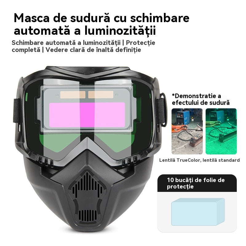 🔥😎Cască de sudură complet automată, cu schimbare de lumină, montată pe cap, mască de protecție pentru sudori