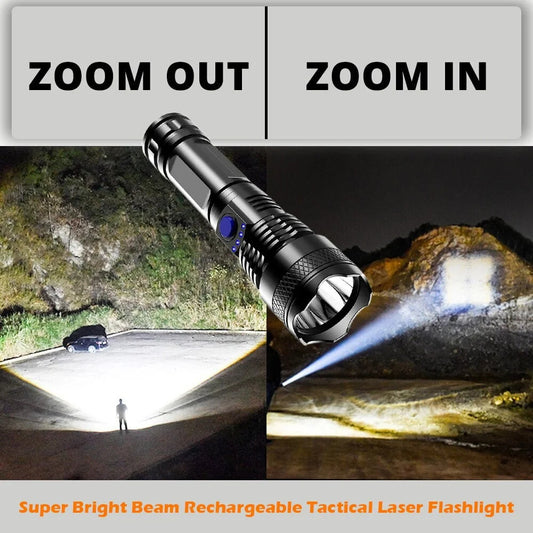 🔥 - Lanternă cu laser tactică reîncărcabilă cu LED de luminozitate ridicată