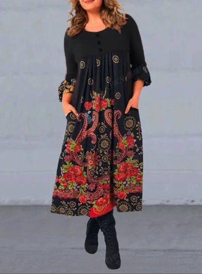 【S-5XL】👗2025 νέο ρετρό μακρυμάνικο casual φόρεμα φθινοπώρου και χειμώνα