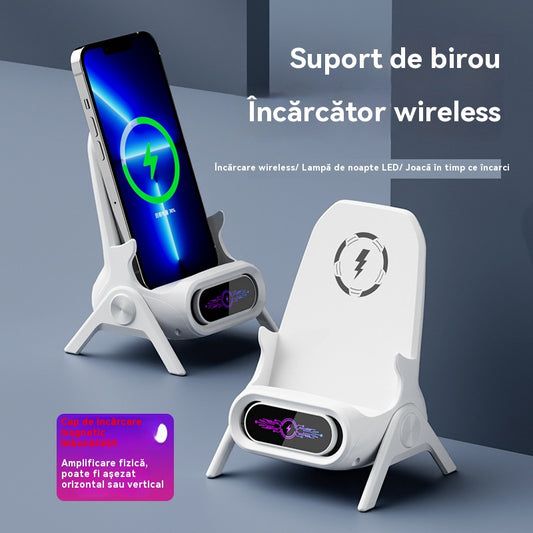 📱Încărcător wireless creativ 2025, suport pentru telefon mobil, scaun vertical mic, suport pentru telefon leneș, suport pentru dramă TV