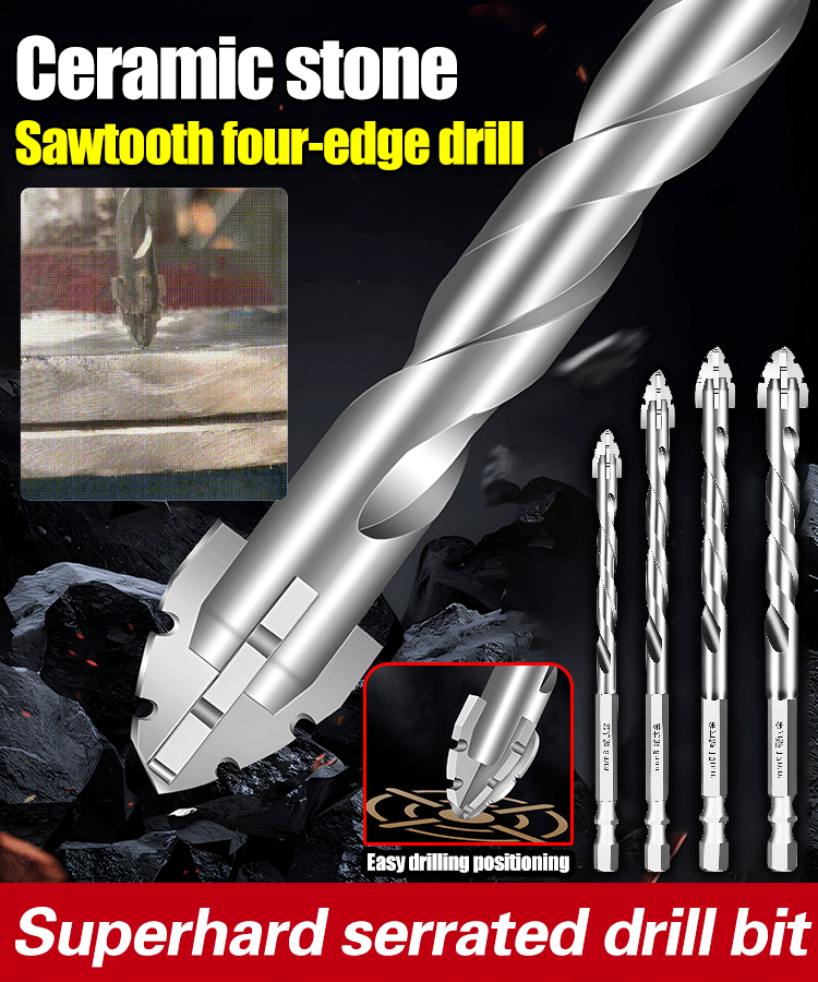 【6+8+10+12 mm】 Nov ekscentrični sveder iz volframovega jekla, primeren za suho vrtanje ploščic, betona, marmorja in stekla.